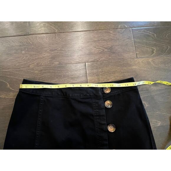 Free People Women’s Black Denim Button-Front Mini Skirt‎ — Size 10 - Picture 5 of 6